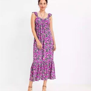 Loft Floral Purple Maxi Dress size 10